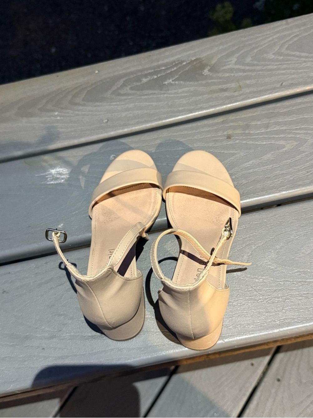 a new day Beige Ankle-Strap Block Heel Sandals